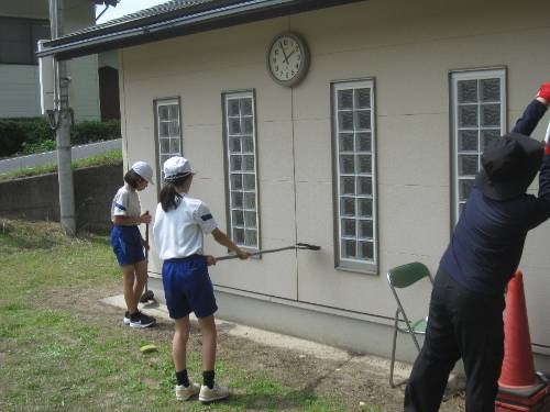 明日の運動会へ会場準備をしました
